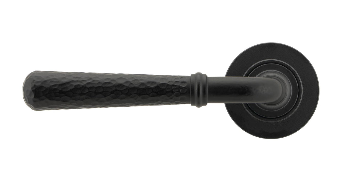 HAMMERED NEWBURY LEVER HANDLE+ROSE UNSPRUNG PLAIN 126x53x64 MBK - 49985 by MARCHES (ANVIL) ARCHITECTURAL HARDWARE