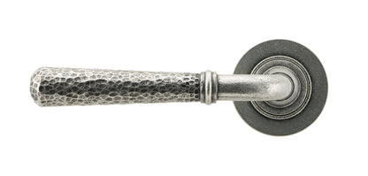 HAMMERED NEWBURY LEVER HANDLE+ROSE UNSPRUNG PLAIN 126x53x64 PEW - 49989 by MARCHES (ANVIL) ARCHITECTURAL HARDWARE