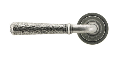 HAMMERED NEWBURY LEVER HANDLE+ROSE UNSPRUNG ART DECO 126x53x64 PEW - 49990 by MARCHES (ANVIL) ARCHITECTURAL HARDWARE