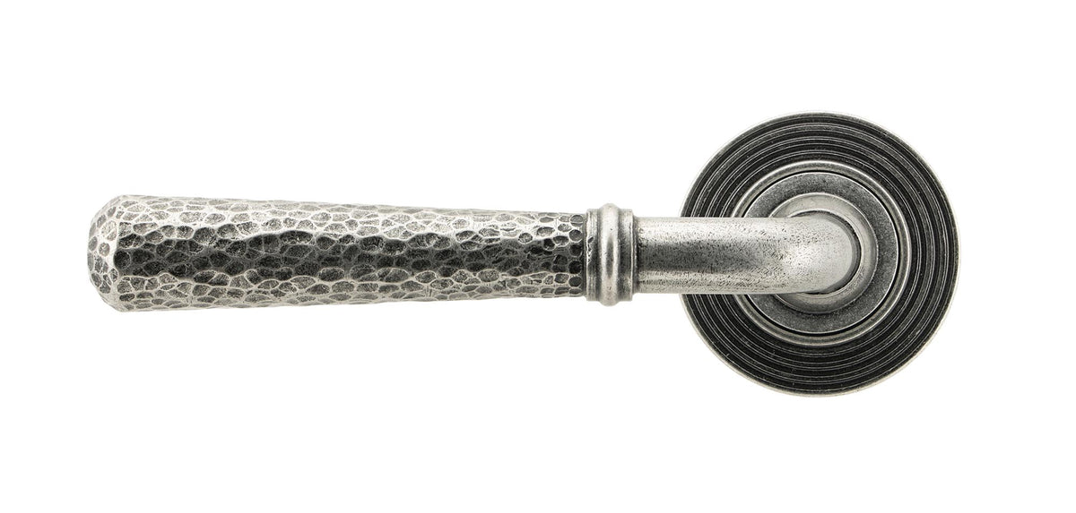 HAMMERED NEWBURY LEVER HANDLE+ROSE UNSPRUNG BEEHIVE 126x53x64 PEW - 49991 by MARCHES (ANVIL) ARCHITECTURAL HARDWARE