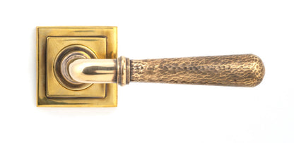 HAMMERED NEWBURY LEVER HANDLE+ROSE UNSPRUNG SQUARE 126x53x64 AGBR - 50040 by MARCHES (ANVIL) ARCHITECTURAL HARDWARE