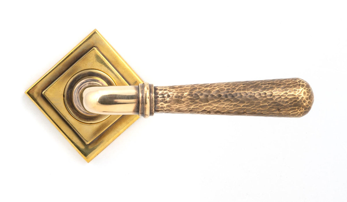 HAMMERED NEWBURY LEVER HANDLE+ROSE UNSPRUNG SQUARE 126x53x64 AGBR - 50040 by MARCHES (ANVIL) ARCHITECTURAL HARDWARE