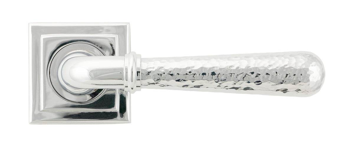HAMMERED NEWBURY LEVER HANDLE+ROSE UNSPRUNG SQUARE 126x53x64 PCP - 50044 by MARCHES (ANVIL) ARCHITECTURAL HARDWARE