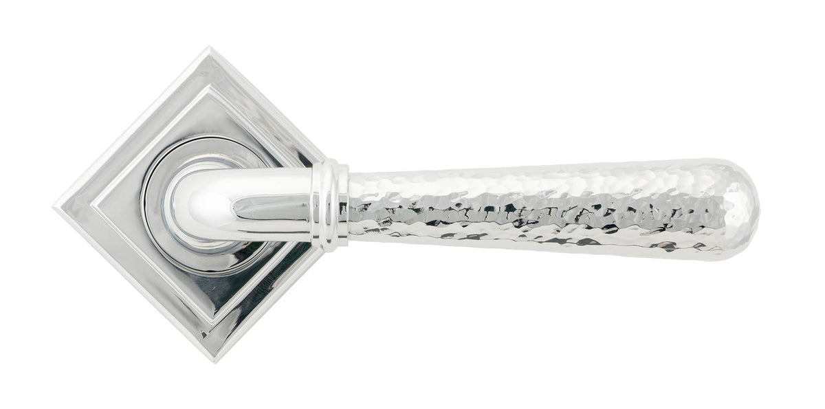 HAMMERED NEWBURY LEVER HANDLE+ROSE UNSPRUNG SQUARE 126x53x64 PCP - 50044 by MARCHES (ANVIL) ARCHITECTURAL HARDWARE