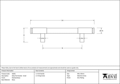 KELSO PULL HANDLE 096HC 10x156x35 PBR - 50301 by MARCHES (ANVIL) ARCHITECTURAL HARDWARE