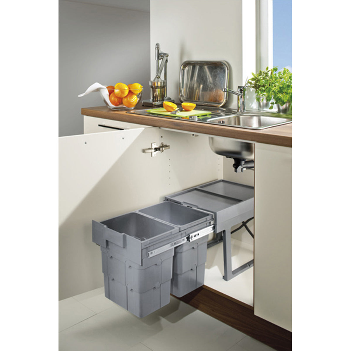 NINKA EASYWASTE BIN 400 2x16L GRY