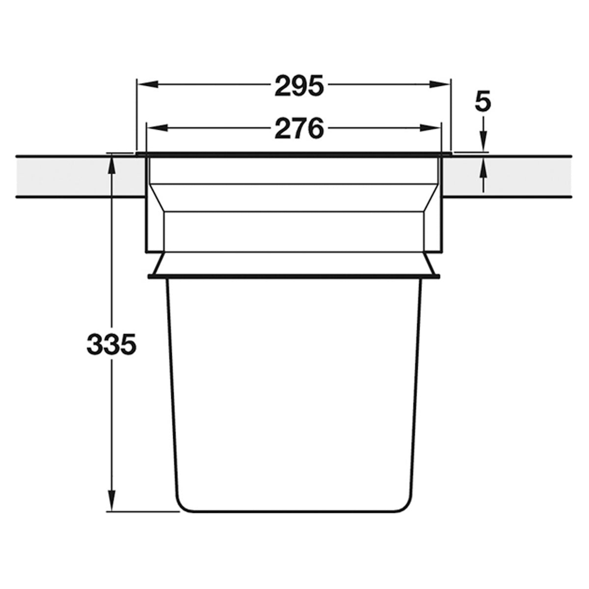 WORKTOP WASTE BIN 1x13L D295 BLK