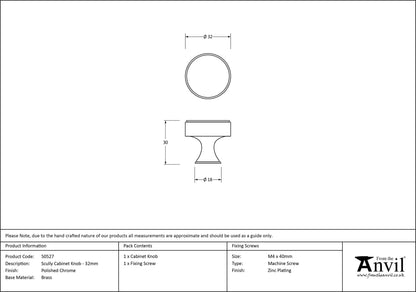 SCULLY CABINET KNOB 32x30 PCP - 50527 by MARCHES (ANVIL) ARCHITECTURAL HARDWARE