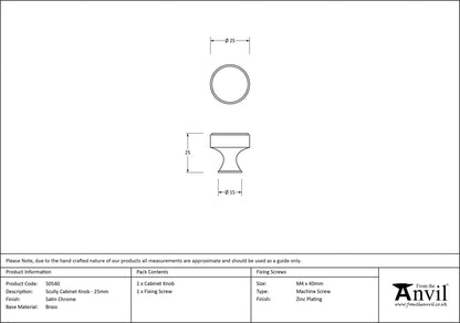 SCULLY CABINET KNOB 25x25 SCP - 50540 by MARCHES (ANVIL) ARCHITECTURAL HARDWARE