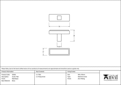 SCULLY T-BAR 10x50x28 MBK - 50560 by MARCHES (ANVIL) ARCHITECTURAL HARDWARE