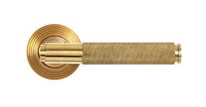 BROMPTON LEVER HANDLE+ROSE SPRUNG BEEHIVE 53x125x70 PBR - 50609 by MARCHES (ANVIL) ARCHITECTURAL HARDWARE