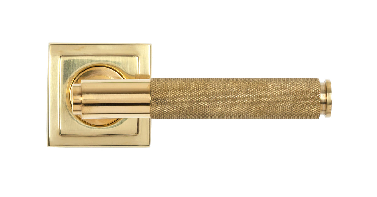 BROMPTON LEVER HANDLE+ROSE SPRUNG SQUARE 53x125x70 PBR - 50611 by MARCHES (ANVIL) ARCHITECTURAL HARDWARE