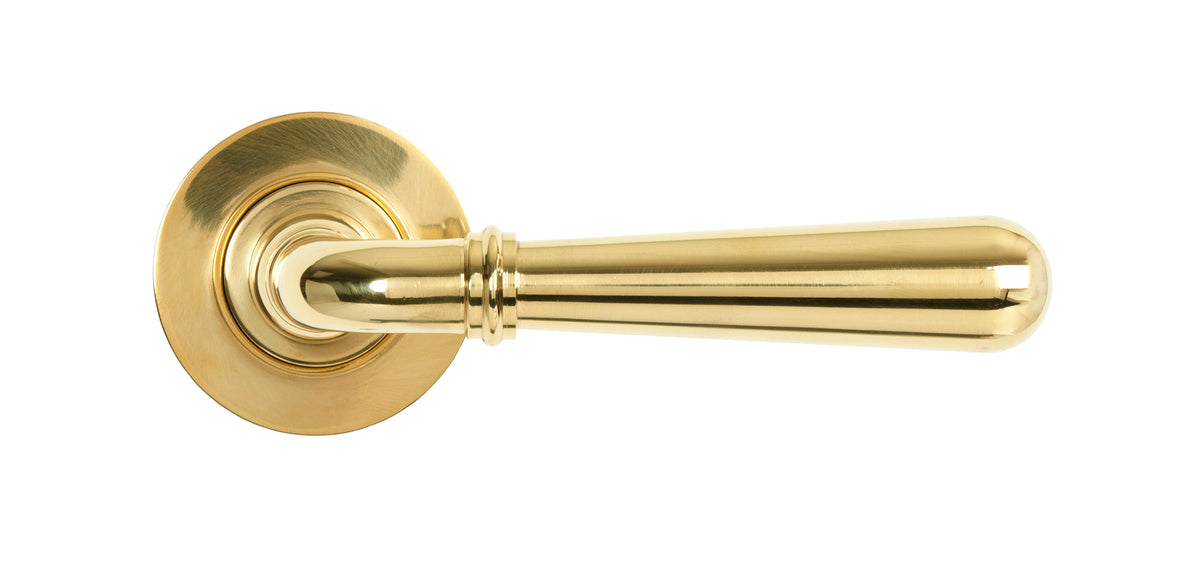 NEWBURY LEVER HANDLE+ROSE SPRUNG PLAIN 53x126x64 PBR - 50618 by MARCHES (ANVIL) ARCHITECTURAL HARDWARE