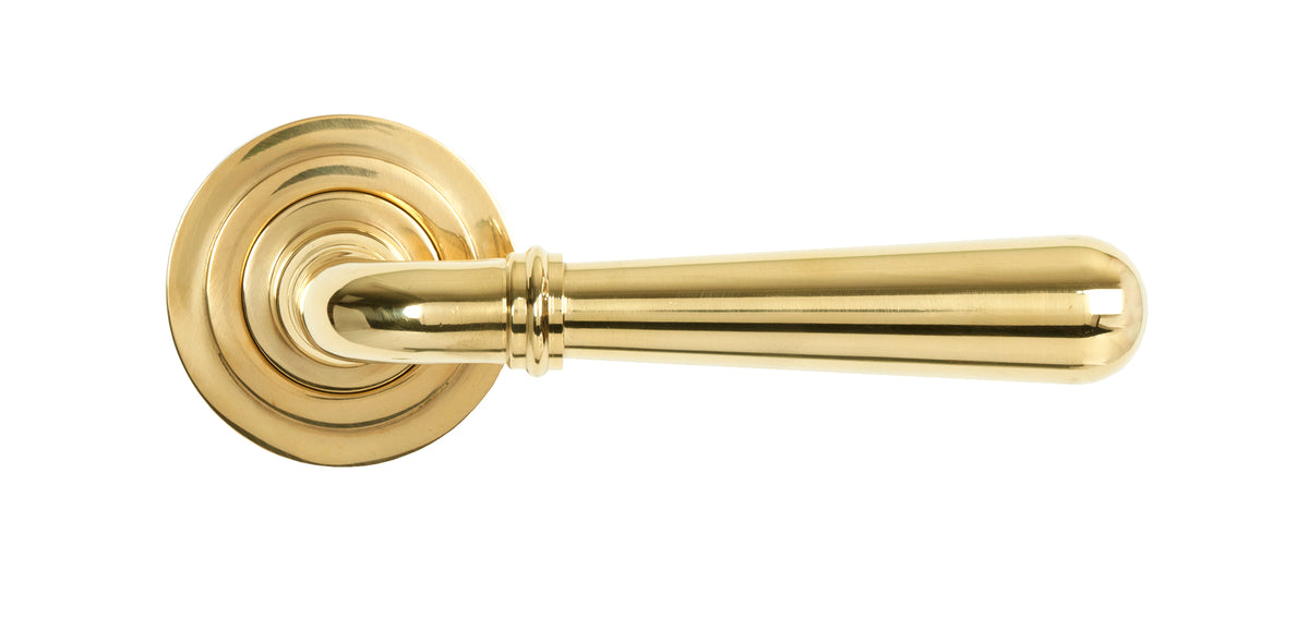 NEWBURY LEVER HANDLE+ROSE SPRUNG ART DECO 53x126x64 PBR - 50620 by MARCHES (ANVIL) ARCHITECTURAL HARDWARE