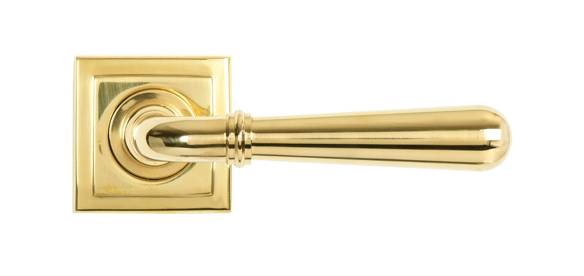 NEWBURY LEVER HANDLE+ROSE SPRUNG SQUARE 53x126x64 PBR - 50624 by MARCHES (ANVIL) ARCHITECTURAL HARDWARE