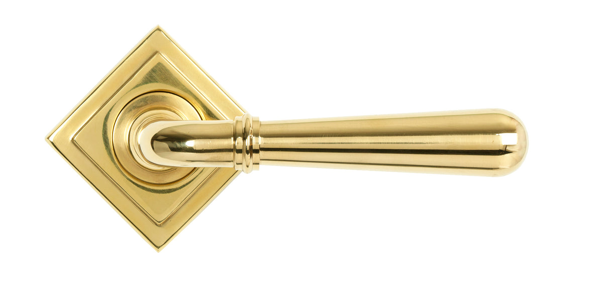 NEWBURY LEVER HANDLE+ROSE SPRUNG SQUARE 53x126x64 PBR - 50624 by MARCHES (ANVIL) ARCHITECTURAL HARDWARE