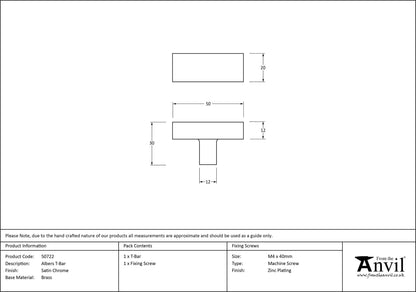 ALBERS T-BAR 12x50x30 SCP - 50722 by MARCHES (ANVIL) ARCHITECTURAL HARDWARE