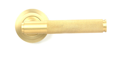 BROMPTON LEVER HANDLE+ROSE SPRUNG ART DECO 53x125x70 SBR - 50844 by MARCHES (ANVIL) ARCHITECTURAL HARDWARE