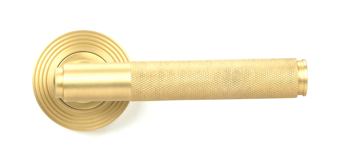 BROMPTON LEVER HANDLE+ROSE SPRUNG BEEHIVE 53x125x70 SBR - 50845 by MARCHES (ANVIL) ARCHITECTURAL HARDWARE