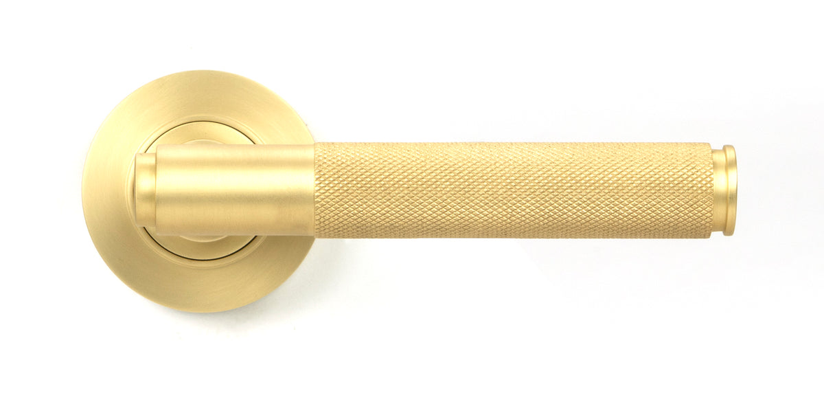 Satin Brass Brompton Lever on Rose - 50847 by MARCHES (ANVIL) ARCHITECTURAL HARDWARE
