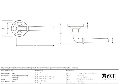 NEWBURY LEVER HANDLE+ROSE SPRUNG ART DECO 53x126x64 SBR - 50854 by MARCHES (ANVIL) ARCHITECTURAL HARDWARE