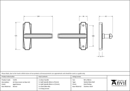 ADECO LEVER HANDLE 130 AGBZ - 51195 by MARCHES (ANVIL) ARCHITECTURAL HARDWARE