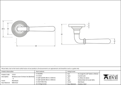 Matt Black Newbury Lever on Rose Se - 51327 by MARCHES (ANVIL) ARCHITECTURAL HARDWARE
