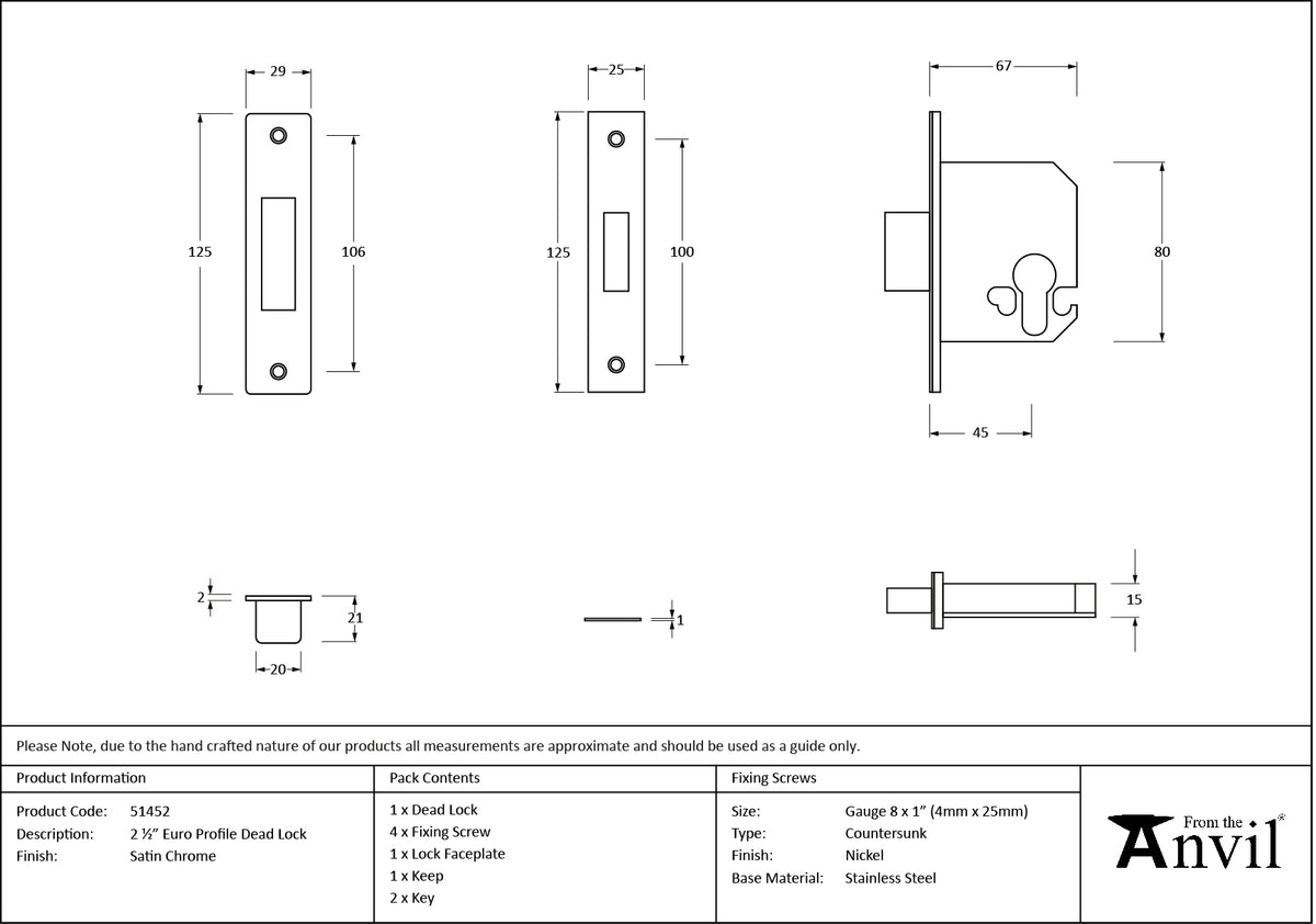 EURO DEAD LOCK BS BS44 64 SCP - 51452 by MARCHES (ANVIL) ARCHITECTURAL HARDWARE