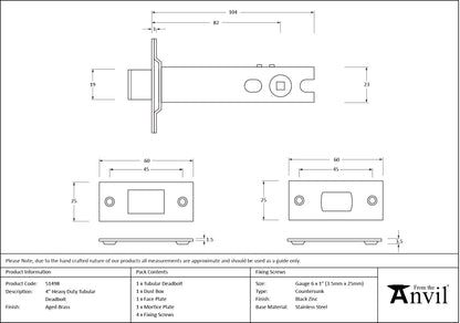 TUBULAR DEADBOLT HD BS081 102 AGBR - 51498 by MARCHES (ANVIL) ARCHITECTURAL HARDWARE