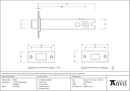 TUBULAR DEADBOLT HD BS106 127 SBR - 51709 by MARCHES (ANVIL) ARCHITECTURAL HARDWARE