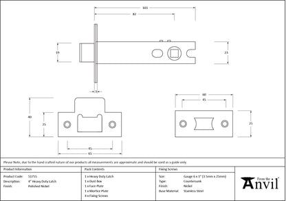 HEAVY DUTY LATCH BS081 101.6 PNP - 51755 by MARCHES (ANVIL) ARCHITECTURAL HARDWARE
