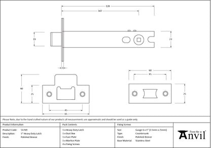 HEAVY DUTY LATCH BS106 127.0 PBZ - 51769 by MARCHES (ANVIL) ARCHITECTURAL HARDWARE