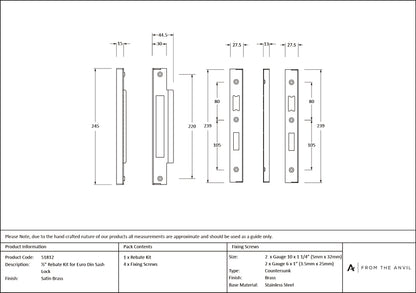 EURO DIN SASH LOCK REBATE KIT 12.7 SBR - 51812 by MARCHES (ANVIL) ARCHITECTURAL HARDWARE