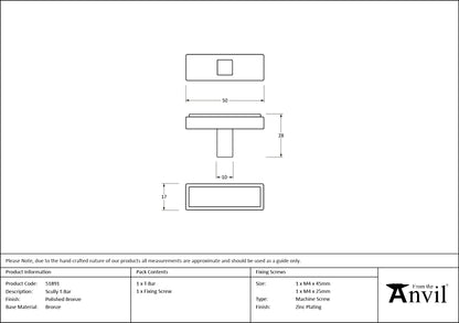 SCULLY T-BAR 10x50x28 PBZ - 51891 by MARCHES (ANVIL) ARCHITECTURAL HARDWARE