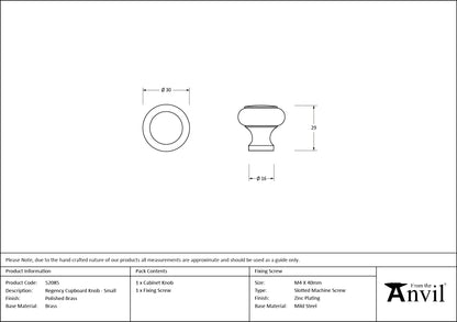 REGENCY CABINET KNOB 30x29x16 PBR - 52085 by MARCHES (ANVIL) ARCHITECTURAL HARDWARE