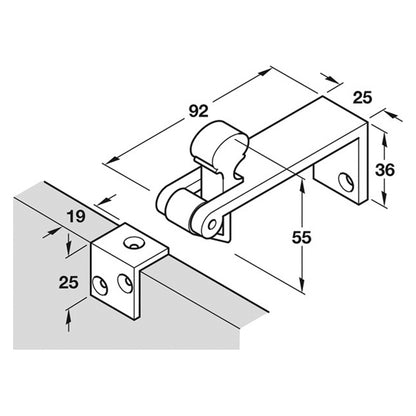 COUNTERFLAP CATCH 92x25x36 BRS/PCP