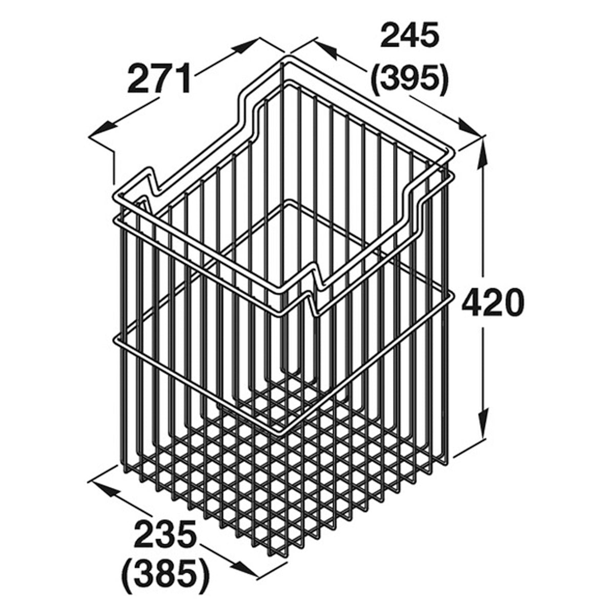 LAUNDRY BASKET 235x420x260 ST/CP