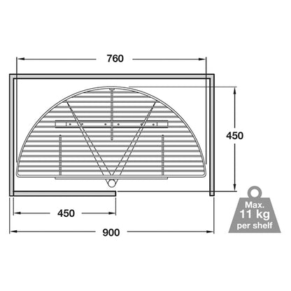 SLIDE OUT ½ CAROUSEL 450x900 ST/PCP