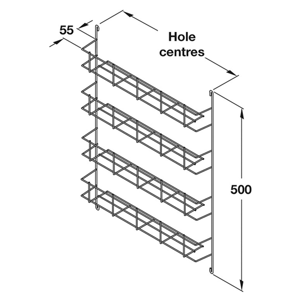 SPICE RACK 4 TIER 55x500x395 ST/CP