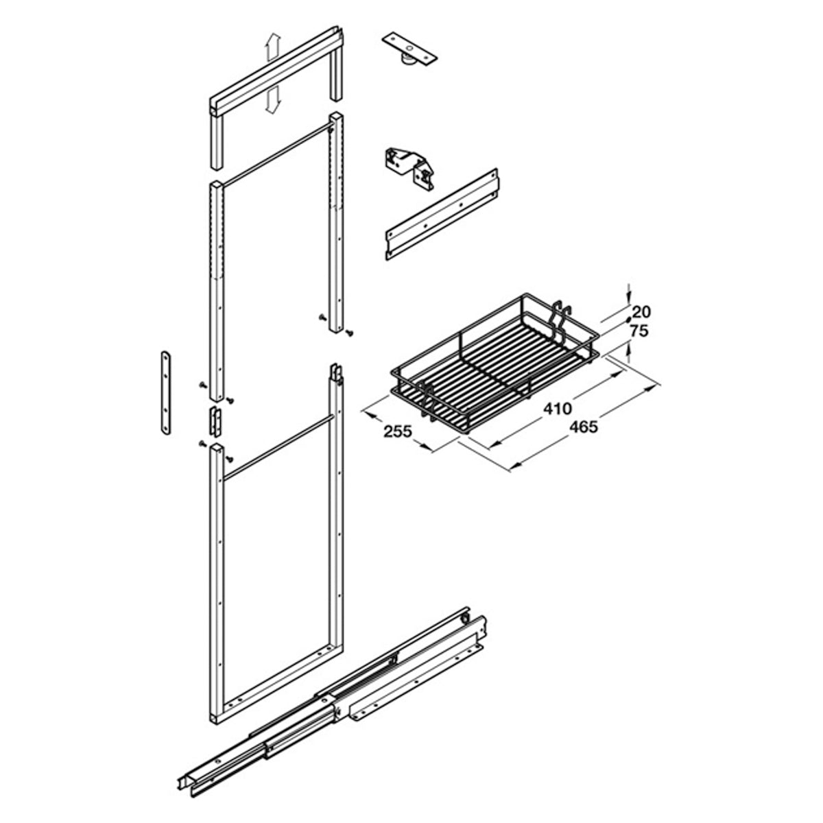 LARDER UNIT 400x1700-1950 ST/SLV