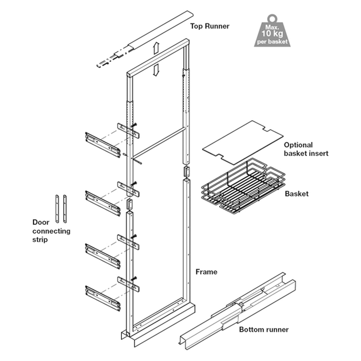 LARDER UNIT 400x1950-2200 ST/SLV
