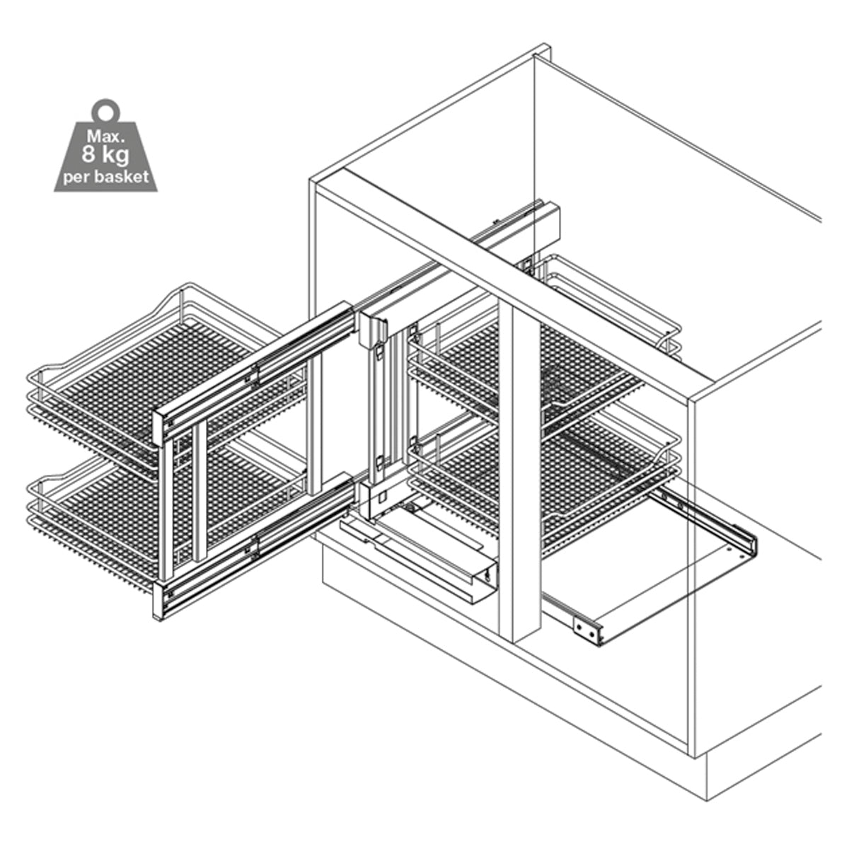 FLEXCORNER PULLOUT UNIT 1000 ST/GRY
