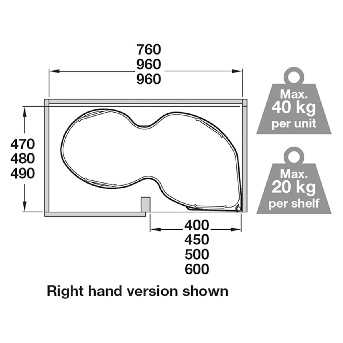 NUVOLA CORNER LH 400x0800 WHI/PCP