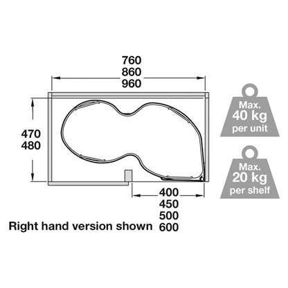 CORNER SHELF UNIT RH 0800x400 WHI