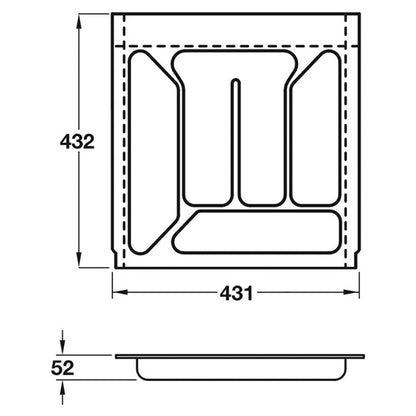 CUTLERY INSERT 431x432x52 PL/WHI