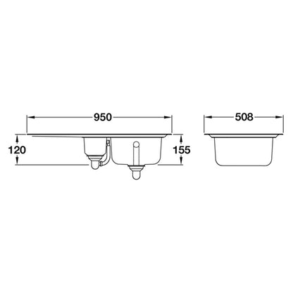 RMASTER GLENDALE 1½SINK 950x508x155