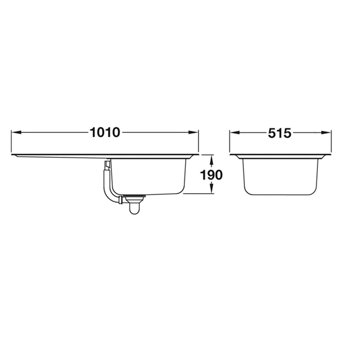 MANHAT INSET SINK 1BOWL RH BSS