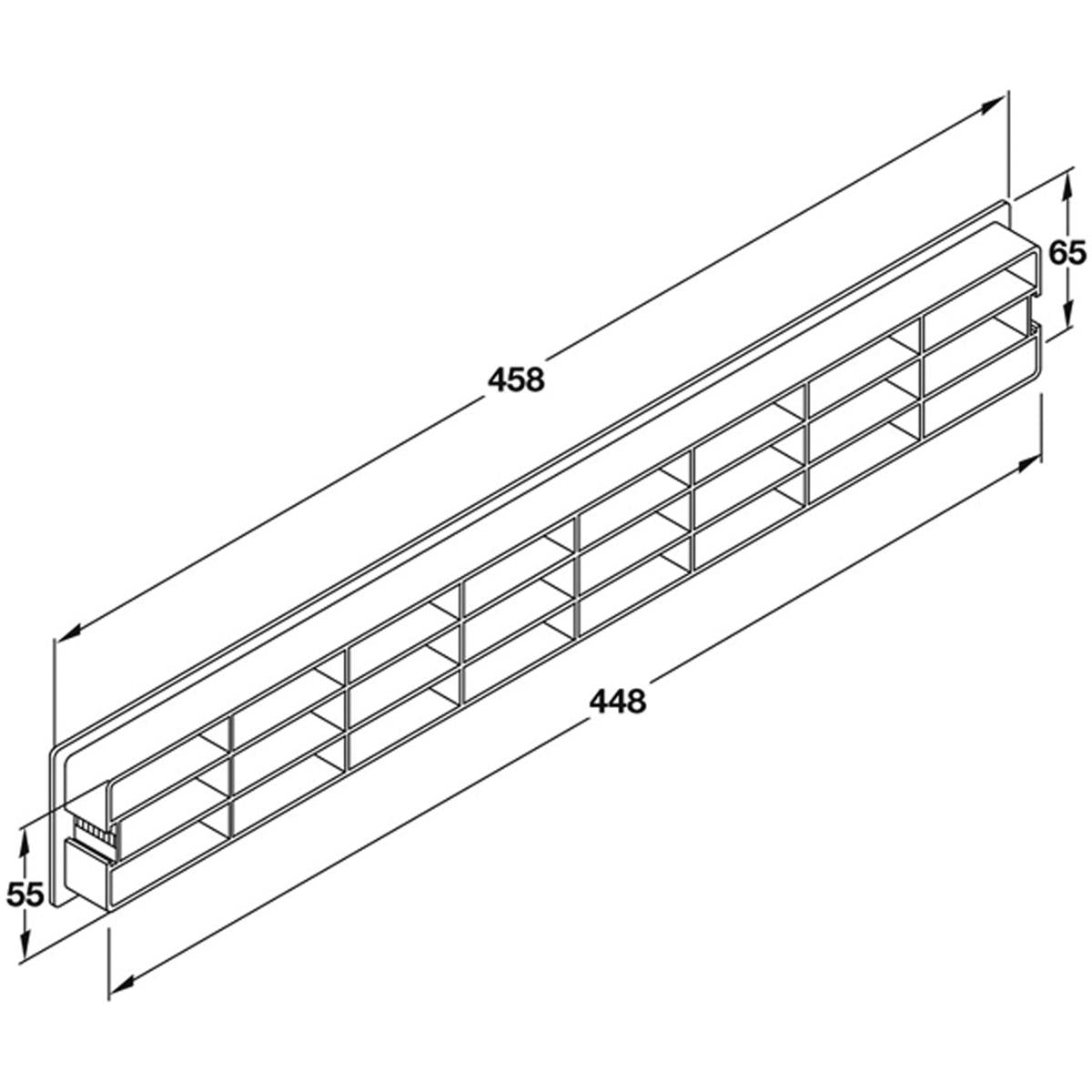 Ventilation Grille 458x65mm Polished Chrome Plastic