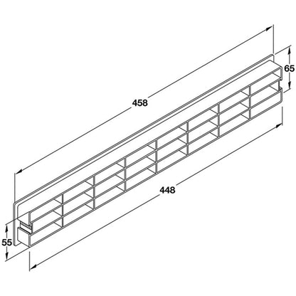 Ventilation Grille 458x65mm Polished Chrome Plastic