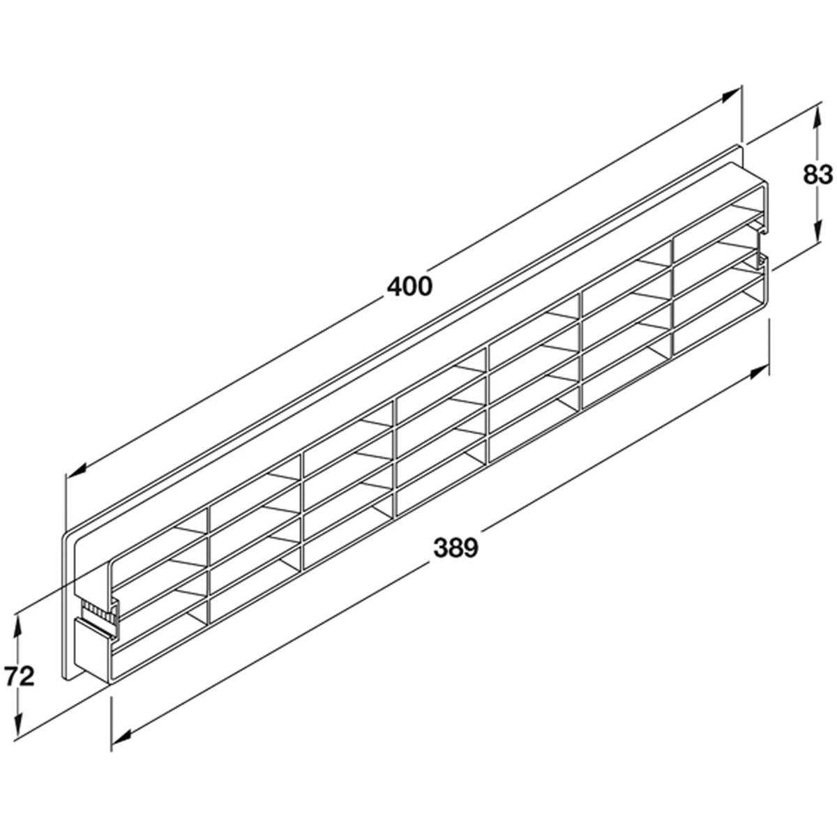 VENT GRILL 200+VA 400x83x20 PL/WHI